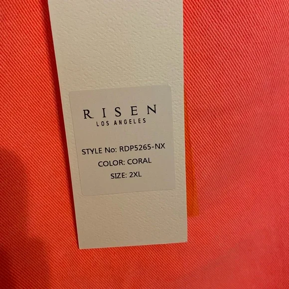 Risen Distressed Coral Jeans - Picture 3 of 5